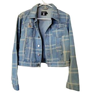 Boohoo Jean jacket plaid print size 10